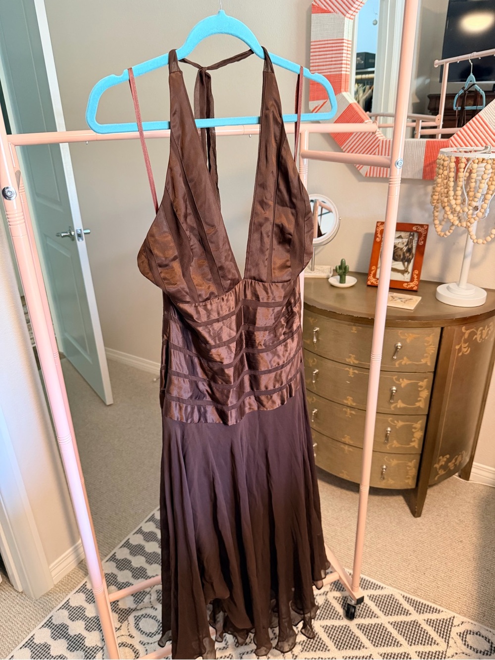 Rubber Ducky Productions, Inc. Brown Halter Evening Dress